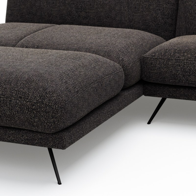 Ecksofa Valdemoro - Longchair mit 2,5-Sitzer rechts inkl. Rückenlehne verstellbar, Stoff, Anthrazit
