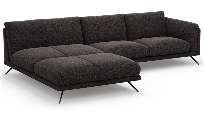 Ecksofa Valdemoro - Longchair mit 2,5-Sitzer rechts inkl. Rückenlehne verstellbar, Stoff, Anthrazit