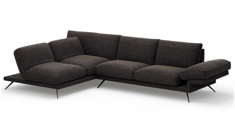 Ecksofa Valdemoro - Longchair mit 2,5-Sitzer rechts inkl. Rückenlehne verstellbar, Stoff, Anthrazit