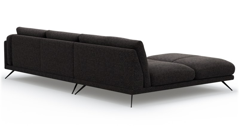Ecksofa Valdemoro - Longchair mit 2,5-Sitzer rechts inkl. Rückenlehne verstellbar, Stoff, Anthrazit