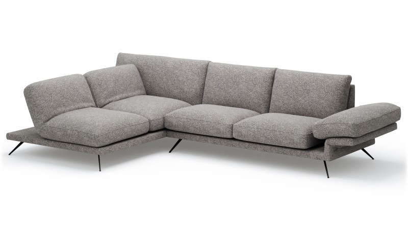 Ecksofa Valdemoro - Longchair mit 2,5-Sitzer rechts inkl. Rückenlehne verstellbar, Stoff, Grau