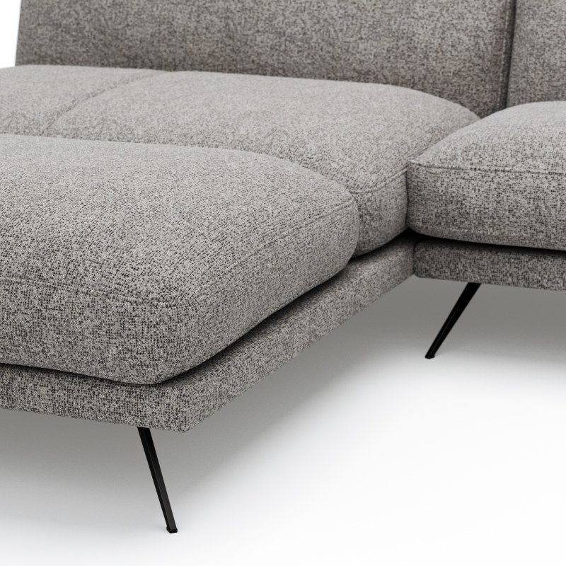 Ecksofa Valdemoro - Longchair mit 2,5-Sitzer rechts inkl. Rückenlehne verstellbar, Stoff, Grau