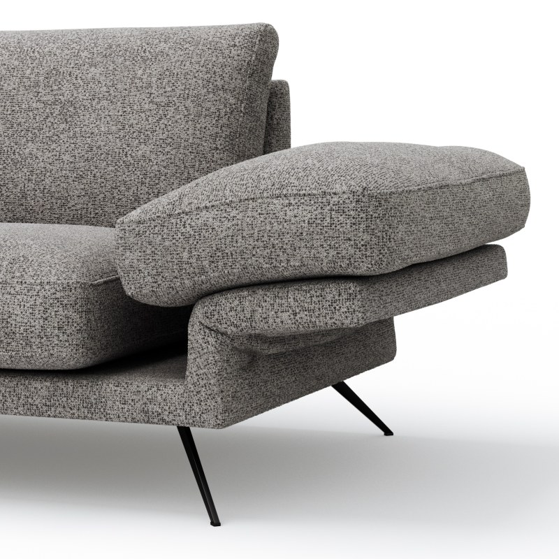 Ecksofa Valdemoro - Longchair mit 2,5-Sitzer rechts inkl. Rückenlehne verstellbar, Stoff, Grau