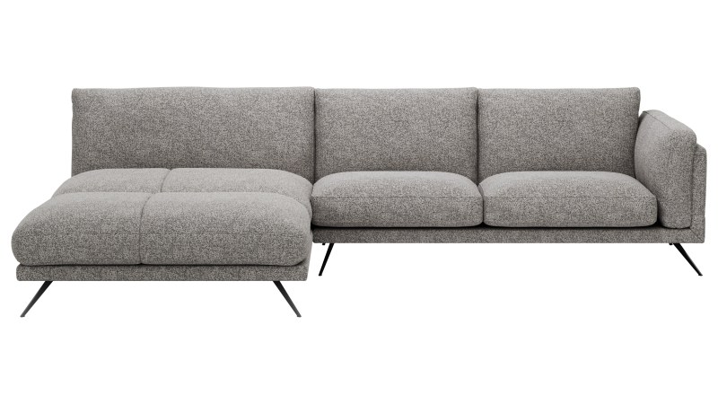 Ecksofa Valdemoro - Longchair mit 2,5-Sitzer rechts inkl. Rückenlehne verstellbar, Stoff, Grau