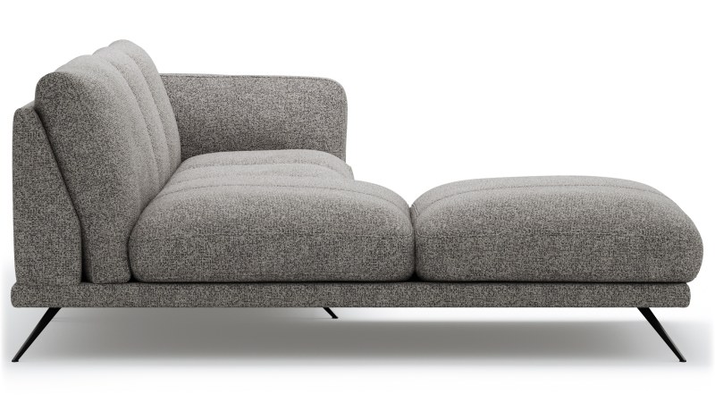 Ecksofa Valdemoro - Longchair mit 2,5-Sitzer rechts inkl. Rückenlehne verstellbar, Stoff, Grau