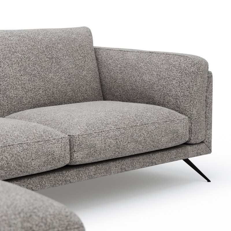 Ecksofa Valdemoro - Longchair mit 2,5-Sitzer rechts inkl. Rückenlehne verstellbar, Stoff, Grau