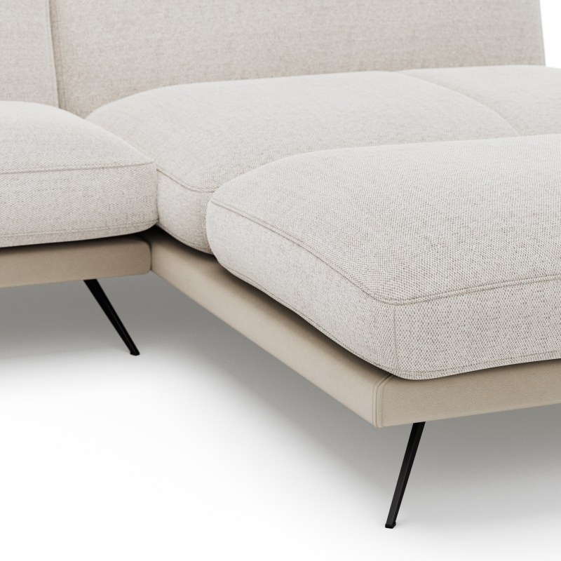 Ecksofa Valdemoro - 2,5-Sitzer mit  Longchair rechts inkl. Rückenlehne verstellbar, Stoff, Creme