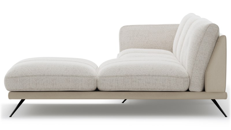 Ecksofa Valdemoro - 2,5-Sitzer mit  Longchair rechts inkl. Rückenlehne verstellbar, Stoff, Creme