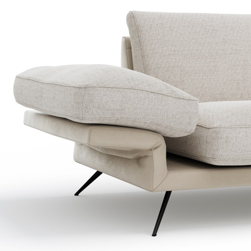 Ecksofa Valdemoro - 2,5-Sitzer mit  Longchair rechts inkl. Rückenlehne verstellbar, Stoff, Creme