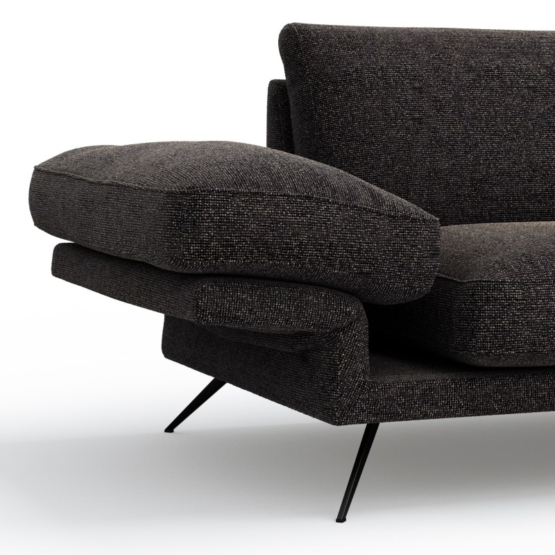 Ecksofa Valdemoro - 2,5-Sitzer mit Longchair rechts inkl. Rückenlehne verstellbar, Stoff, Anthrazit