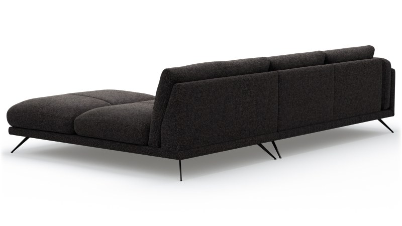 Ecksofa Valdemoro - 2,5-Sitzer mit Longchair rechts inkl. Rückenlehne verstellbar, Stoff, Anthrazit