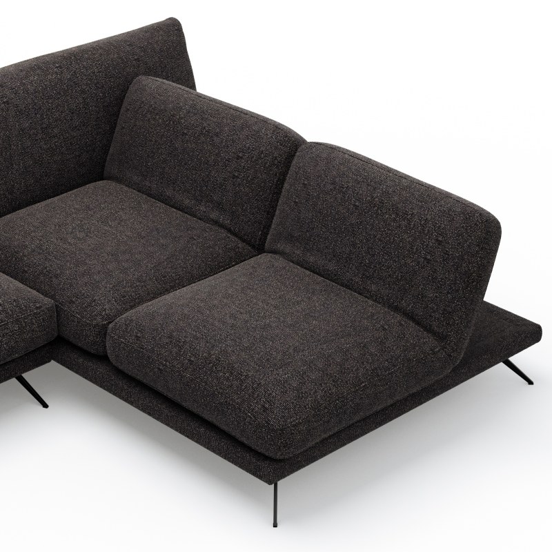 Ecksofa Valdemoro - 2,5-Sitzer mit Longchair rechts inkl. Rückenlehne verstellbar, Stoff, Anthrazit