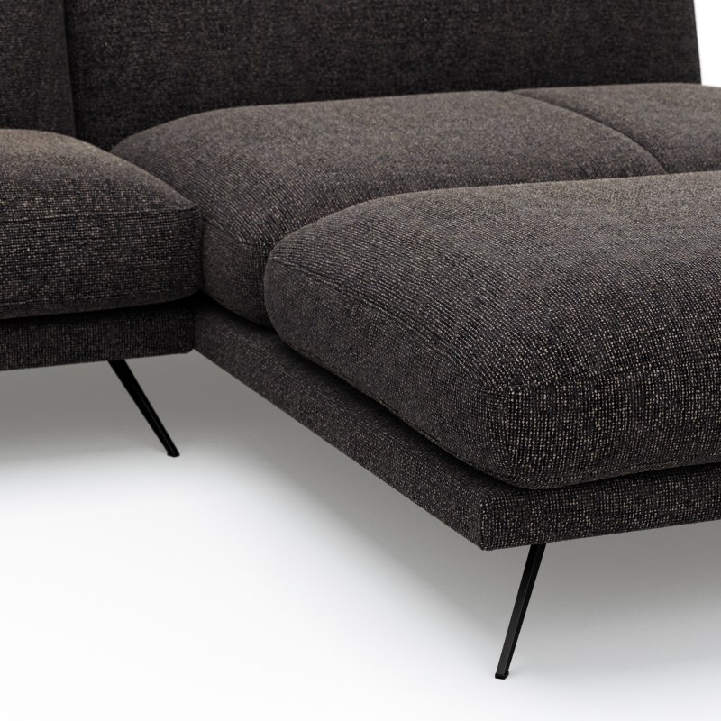 Ecksofa Valdemoro - 2,5-Sitzer mit Longchair rechts inkl. Rückenlehne verstellbar, Stoff, Anthrazit