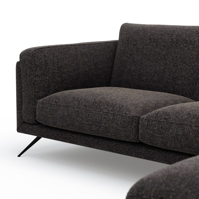 Ecksofa Valdemoro - 2,5-Sitzer mit Longchair rechts inkl. Rückenlehne verstellbar, Stoff, Anthrazit