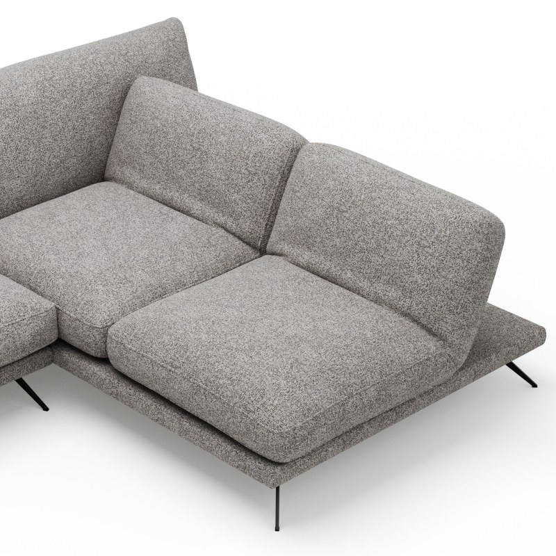 Ecksofa Valdemoro - 2,5-Sitzer mit Longchair rechts inkl. Rückenlehne verstellbar, Stoff, Grau