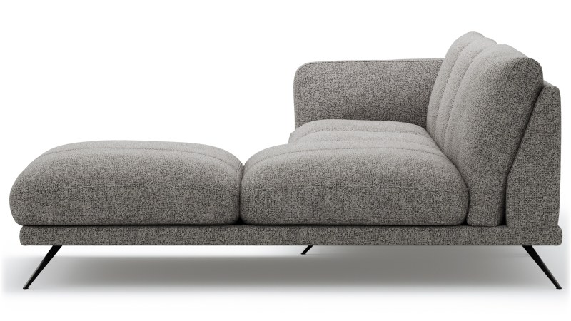 Ecksofa Valdemoro - 2,5-Sitzer mit Longchair rechts inkl. Rückenlehne verstellbar, Stoff, Grau