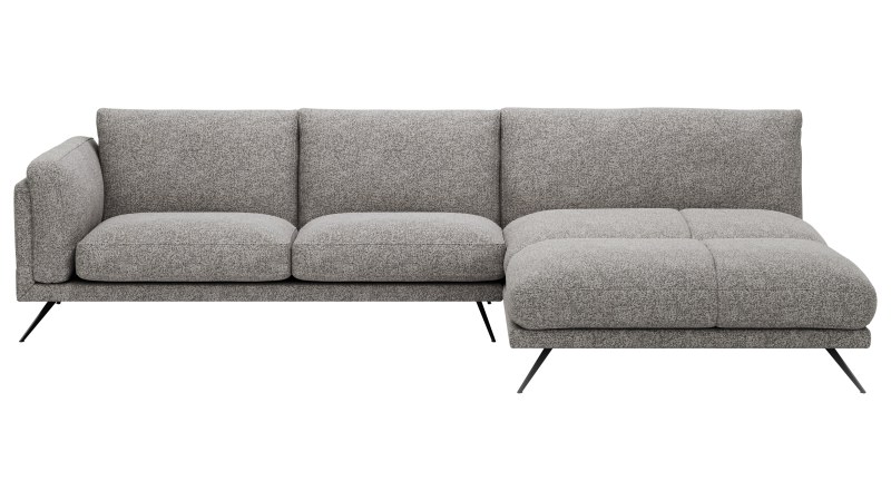 Ecksofa Valdemoro - 2,5-Sitzer mit Longchair rechts inkl. Rückenlehne verstellbar, Stoff, Grau