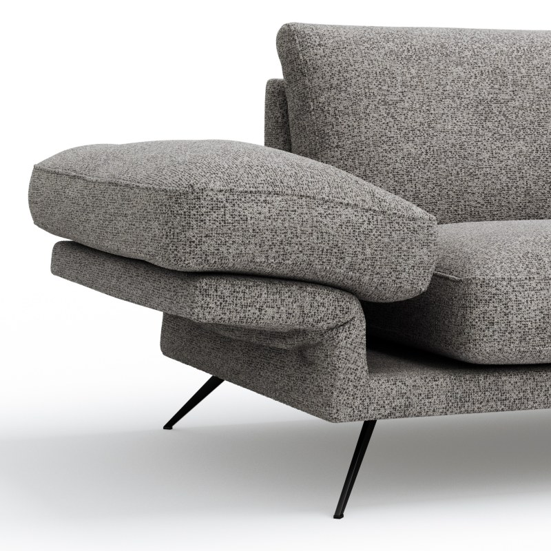 Ecksofa Valdemoro - 2,5-Sitzer mit Longchair rechts inkl. Rückenlehne verstellbar, Stoff, Grau