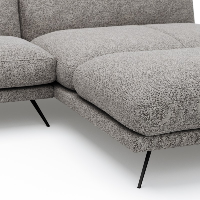Ecksofa Valdemoro - 2,5-Sitzer mit Longchair rechts inkl. Rückenlehne verstellbar, Stoff, Grau