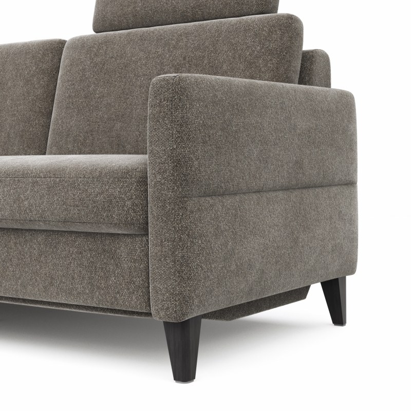 Ecksofa Arima N - Longchair mit 2,5-Sitzer rechts inkl. Relaxfunktion und Kopfstütze motorisch, Stoff, Mocca