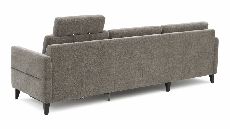Ecksofa Arima N - Longchair mit 2,5-Sitzer rechts inkl. Relaxfunktion und Kopfstütze motorisch, Stoff, Mocca