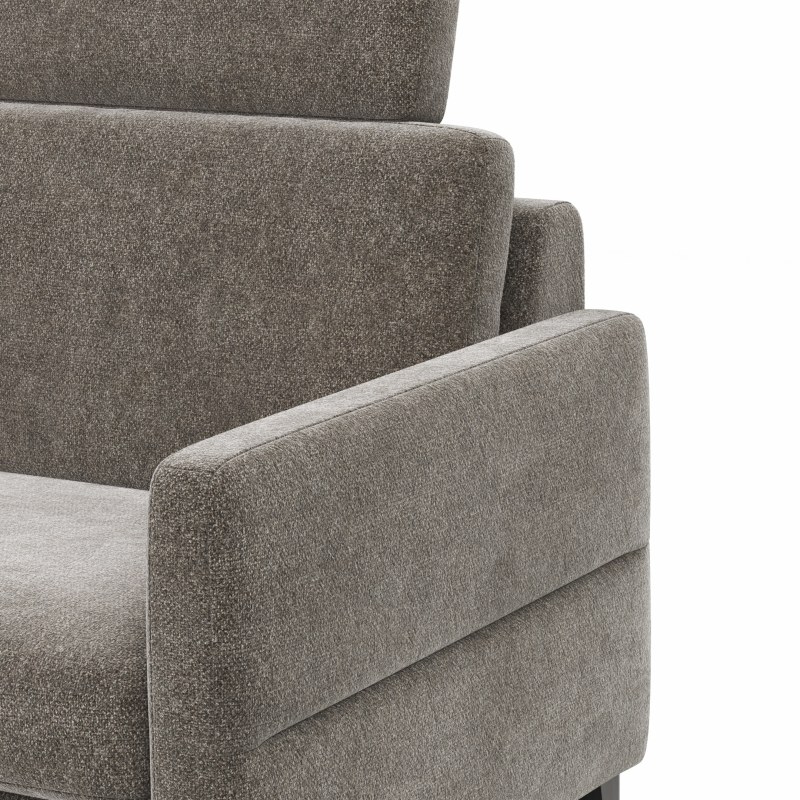 Ecksofa Arima N - Longchair mit 2,5-Sitzer rechts inkl. Relaxfunktion und Kopfstütze motorisch, Stoff, Mocca