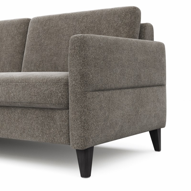 Ecksofa Arima N - Longchair mit 2,5-Sitzer rechts inkl. Kopfteil verstellbar, Stoff, Mocca