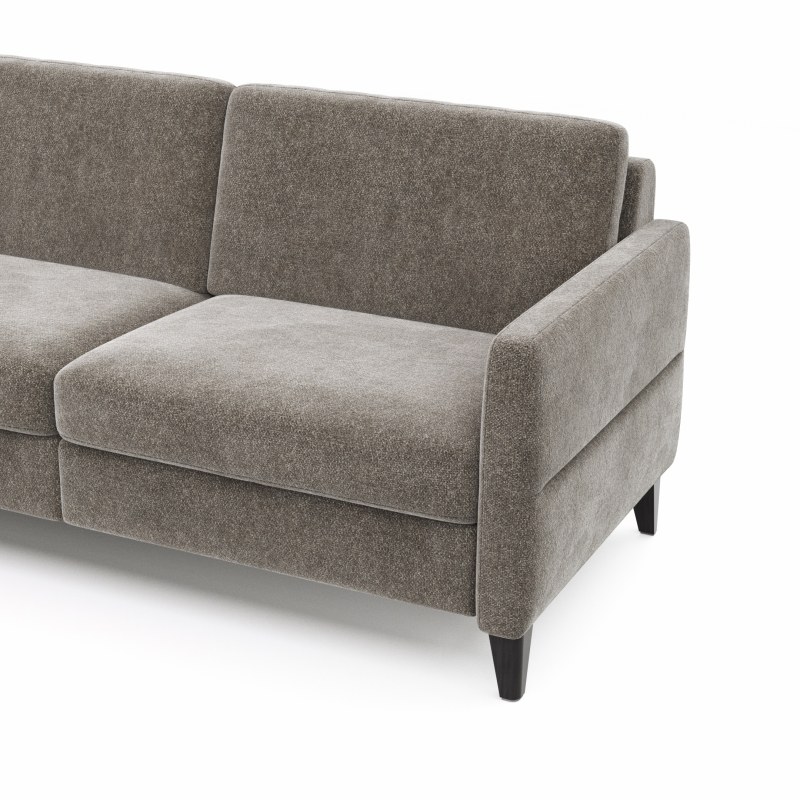 Ecksofa Arima N - Longchair mit 2,5-Sitzer rechts inkl. Kopfteil verstellbar, Stoff, Mocca