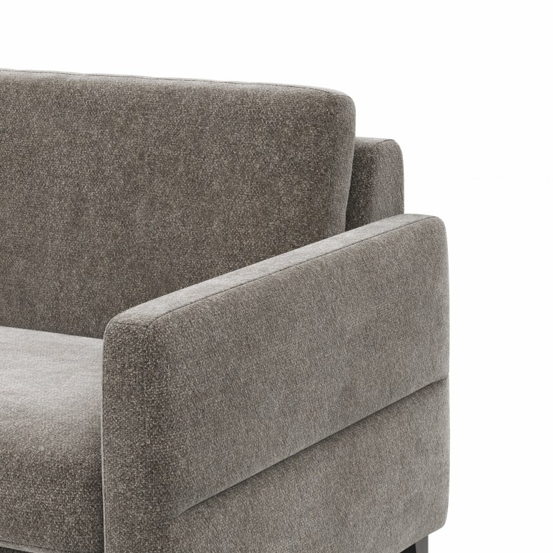 Ecksofa Arima N - Longchair mit 2,5-Sitzer rechts inkl. Kopfteil verstellbar, Stoff, Mocca