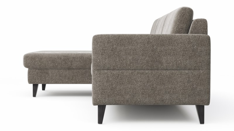 Ecksofa Arima N - Longchair mit 2,5-Sitzer rechts inkl. Kopfteil verstellbar, Stoff, Mocca