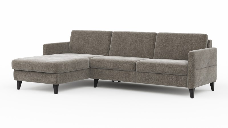 Ecksofa Arima N - Longchair mit 2,5-Sitzer rechts inkl. Kopfteil verstellbar, Stoff, Mocca