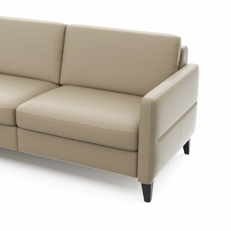 Ecksofa Arima N - Longchair mit 2,5-Sitzer rechts inkl. Kopfteil verstellbar, Leder, Champagner