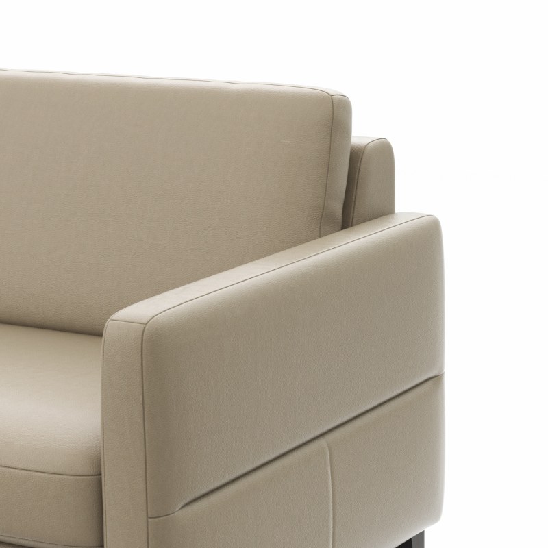 Ecksofa Arima N - Longchair mit 2,5-Sitzer rechts inkl. Kopfteil verstellbar, Leder, Champagner