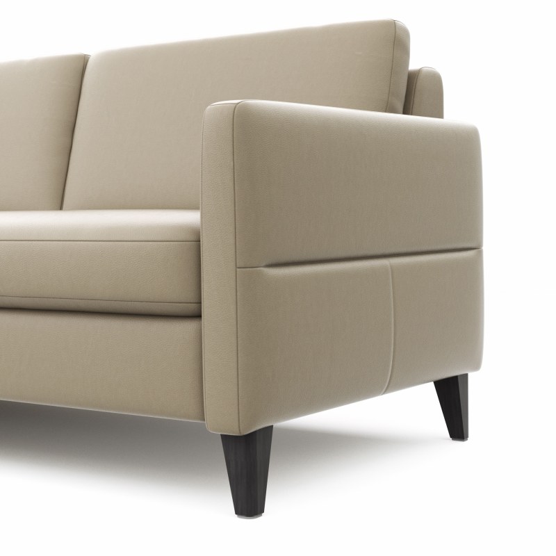 Ecksofa Arima N - Longchair mit 2,5-Sitzer rechts inkl. Kopfteil verstellbar, Leder, Champagner