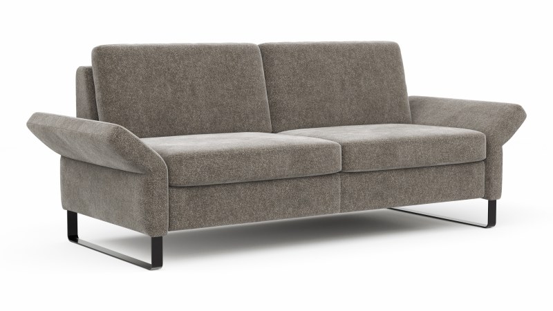Sofa Arima N - 2,5-Sitzer inkl. Armlehne klappbar, Stoff, Mocca