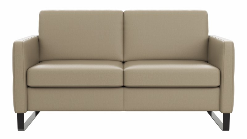 Sofa Arima N - 2-Sitzer inkl. Sitzvorzug motorisch und Armlehne klappbar, Leder, Champagner