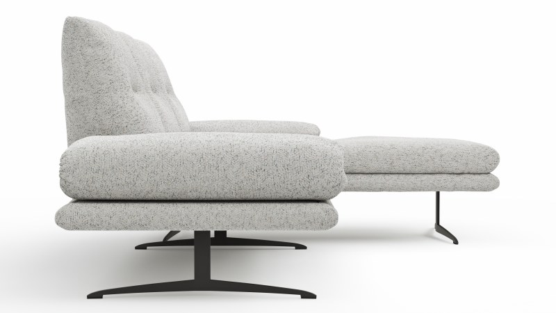 Ecksofa Lucero 2.0 - 2-Sitzer mit Longchair rechts inkl. Rückenlehne verstellbar, Stoff, Offwhite