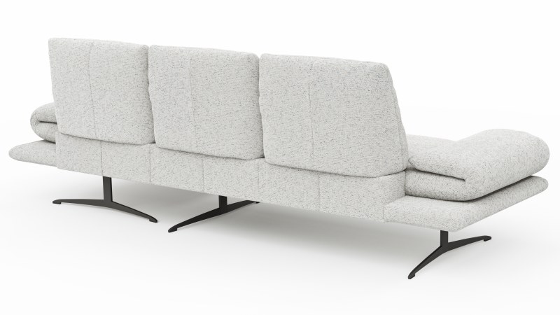 Ecksofa Lucero 2.0 - 2-Sitzer mit Longchair rechts inkl. Sitztiefenverstellung, Drehsitz und Sitztiefe verstellbar, Stoff, Offwhite