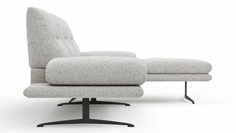 Ecksofa Lucero 2.0 - 2-Sitzer mit Longchair rechts inkl. Sitztiefenverstellung, Drehsitz und Sitztiefe verstellbar, Stoff, Offwhite