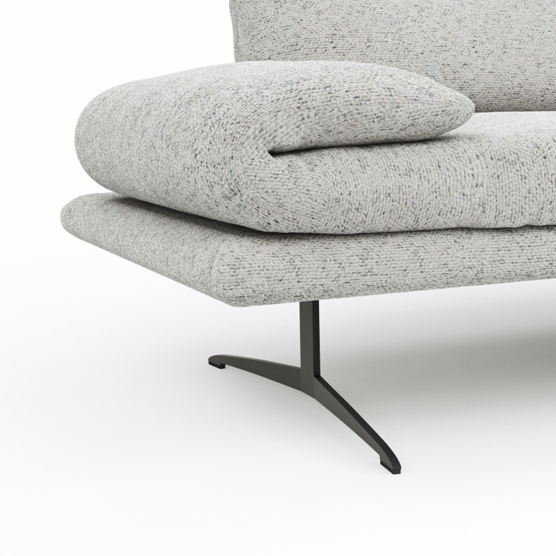 Ecksofa Lucero 2.0 - 2-Sitzer mit Longchair rechts inkl. Sitztiefenverstellung, Drehsitz und Sitztiefe verstellbar, Stoff, Offwhite