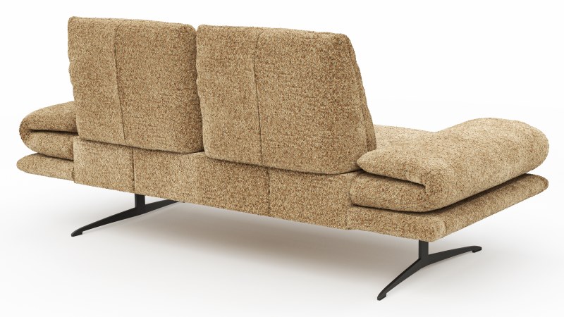 Ecksofa Lucero 2.0 - Longchair mit 2-Sitzer rechts inkl. Rückenlehne verstellbar, Stoff, Cognac