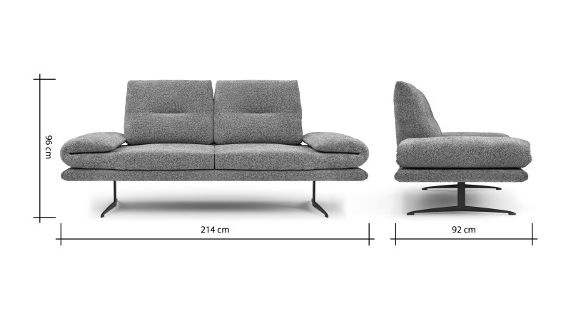 Ecksofa Lucero 2.0 - Longchair mit 2-Sitzer rechts inkl. Rückenlehne verstellbar, Stoff, Cognac