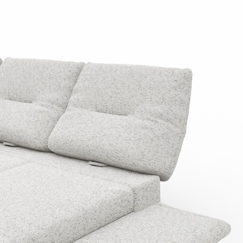 Ecksofa Lucero 2.0 - Longchair mit 2-Sitzer rechts inkl. Sitztiefenverstellung, Drehsitz und Sitztiefe verstellbar, Stoff, Offwhite
