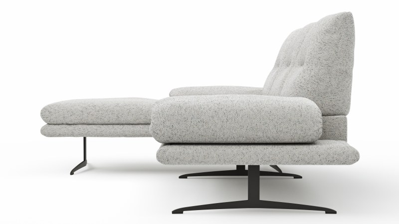 Ecksofa Lucero 2.0 - Longchair mit 2-Sitzer rechts inkl. Sitztiefenverstellung, Drehsitz und Sitztiefe verstellbar, Stoff, Offwhite