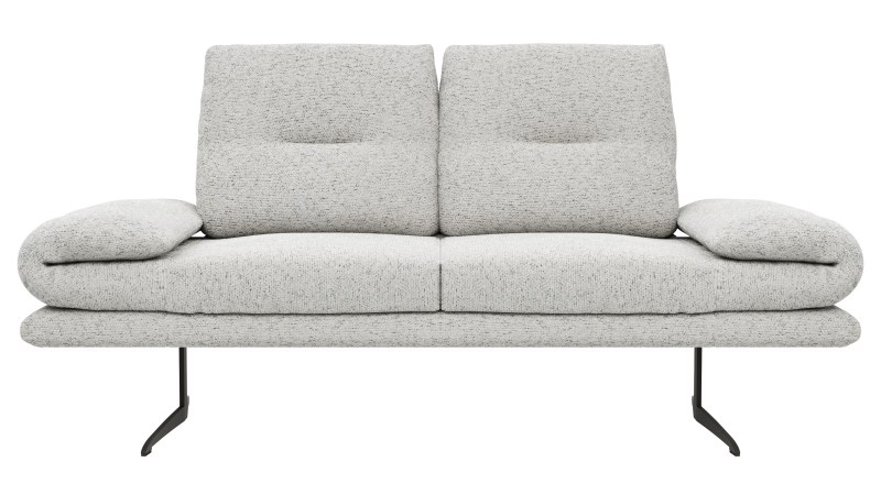 Sofa Lucero 2.0 - 2-Sitzer klein inkl. Drehsitz, Rollout-Armlehne und Sitztiefe verstellbar, Stoff, Offwhite