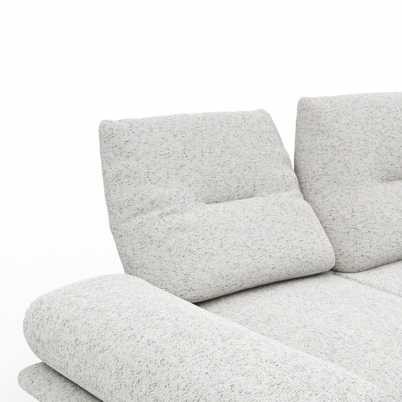 Sofa Lucero 2.0 - 2-Sitzer klein inkl. Drehsitz, Rollout-Armlehne und Sitztiefe verstellbar, Stoff, Offwhite