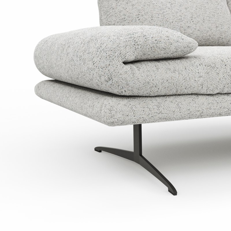 Sofa Lucero 2.0 - 2-Sitzer klein inkl. Drehsitz, Rollout-Armlehne und Sitztiefe verstellbar, Stoff, Offwhite