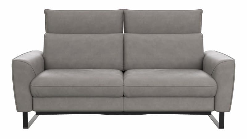 Sofa Avela - 2-Sitzer inkl. Sitzvorzug motorisch und Kopfteil verstellbar, Leder, Steingrau
