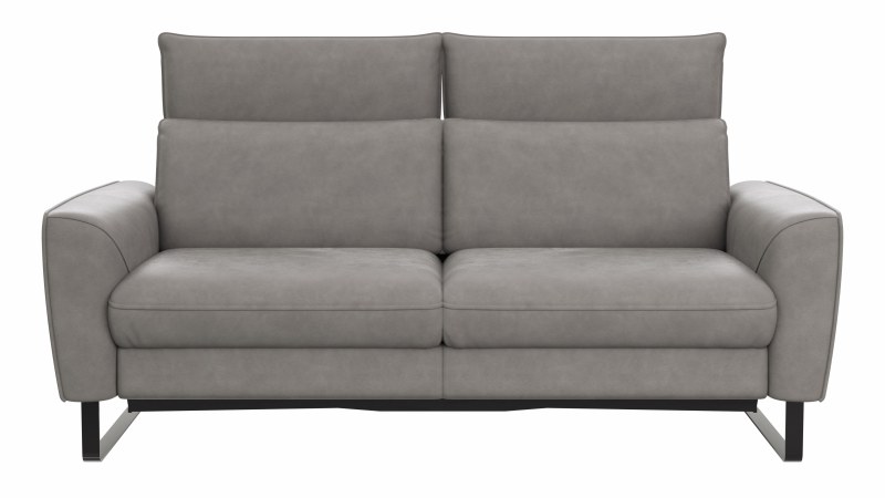 Sofa Avela - 2-Sitzer inkl. Sitzvorzug motorisch und Kopfteil verstellbar, Leder, Steingrau