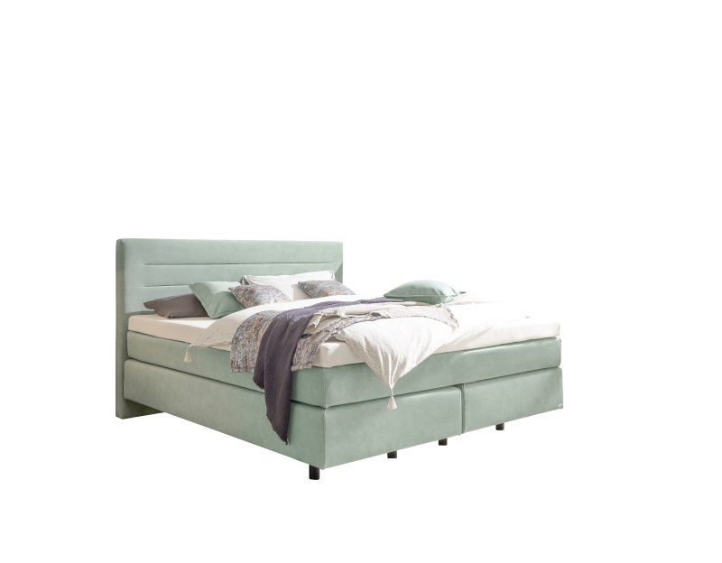 Boxspringbett EM Mirano - Liegefläche ca. 180x200 cm, Stoff, Grün